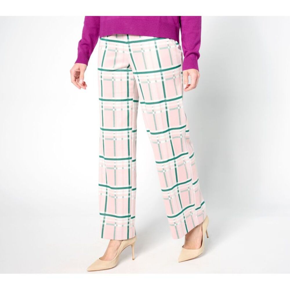 by Stacy London Women's Petite Pants PM Knit Jacquard Wide Multi-colored